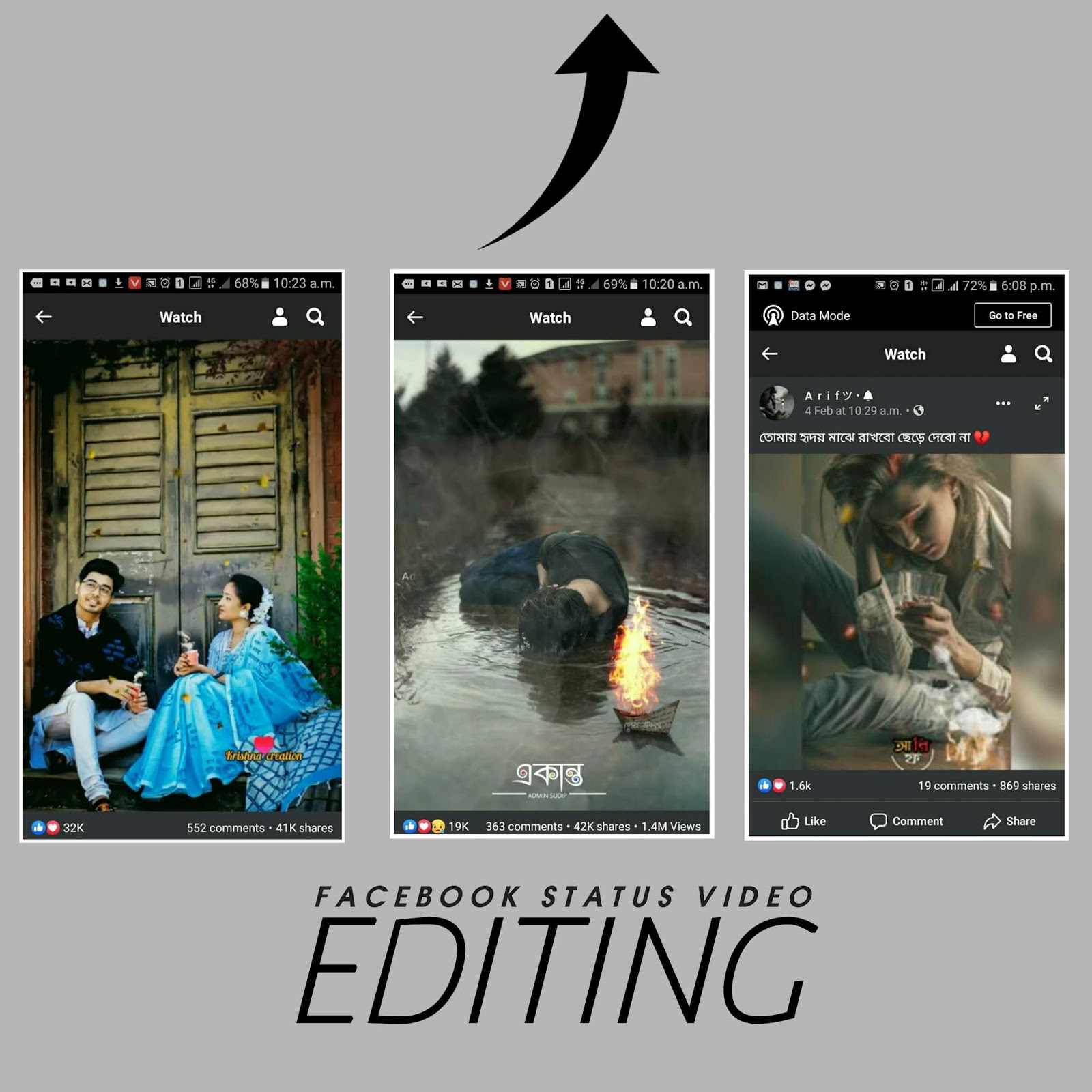 Facebook status video editing with mobile\\Animation video with photo ...