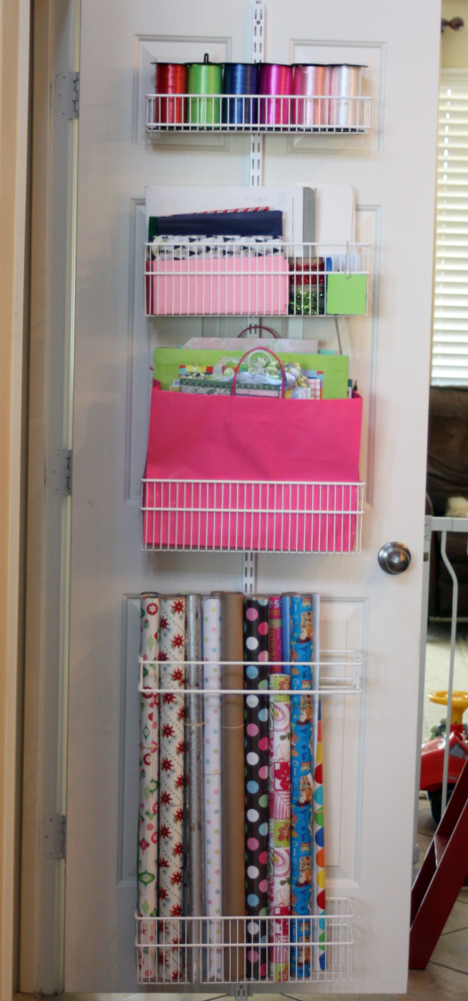 Creating A Gift Wrapping Station Behind A Door - Small Stuff Counts