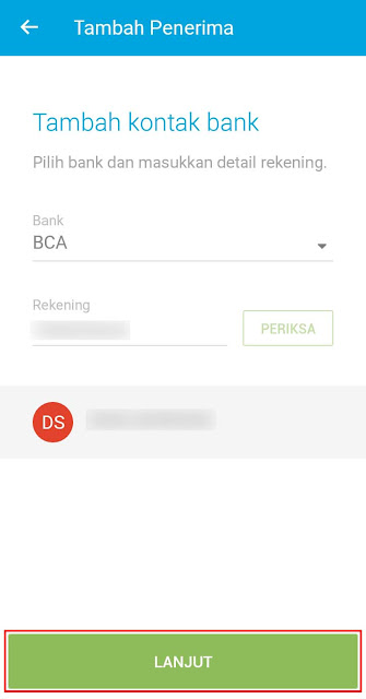 Transfer uang ke rekening BCA dari aplikasi Jenius