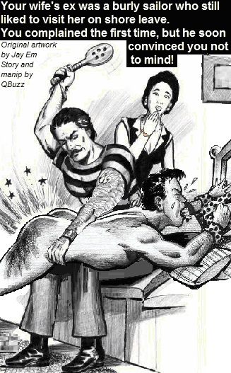 dominat wife spanks henpecked husband