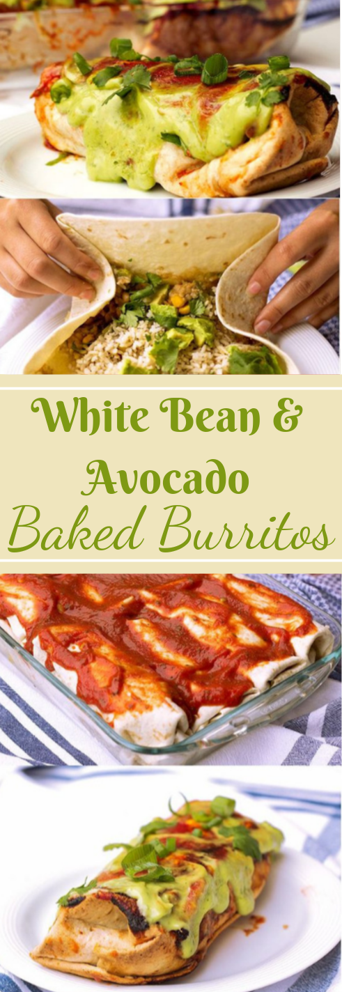 WHITE BEAN AND AVOCADO BAKED BURRITOS #diet #easy #paleo #avocado #baked