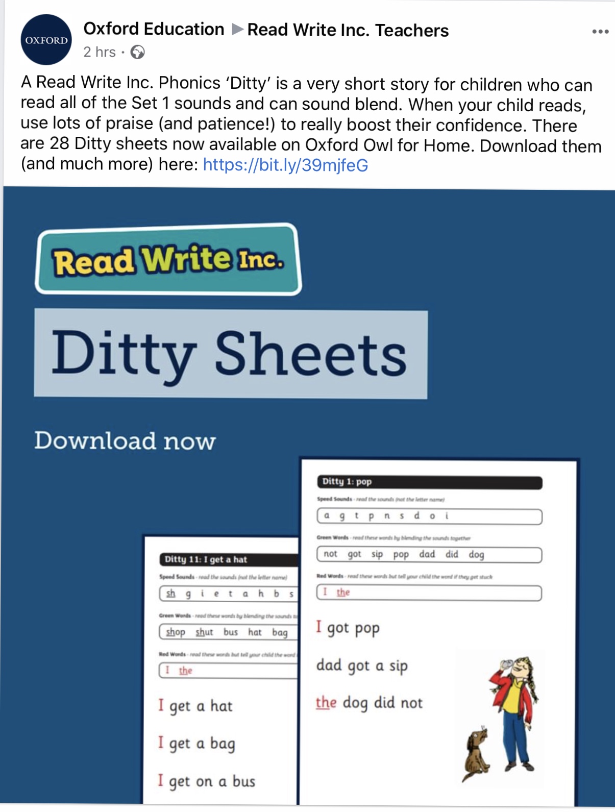 Atlas Class Blog Read, Write, Inc new resource Ditty Sheets