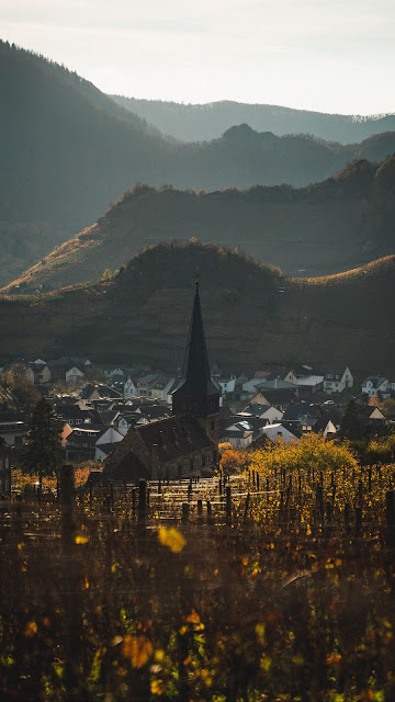 Village Church Mountain Landscape Valley