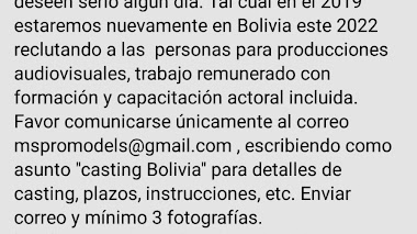 BOLIVIA: Se buscan actores y actrices SIN EXPERIENCIA para proyectos 2022