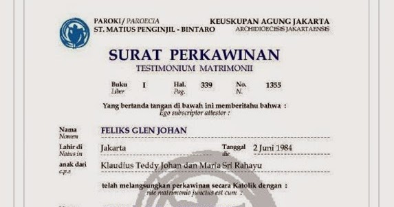 Contoh Surat Nikah Di Gereja Contoh Surat