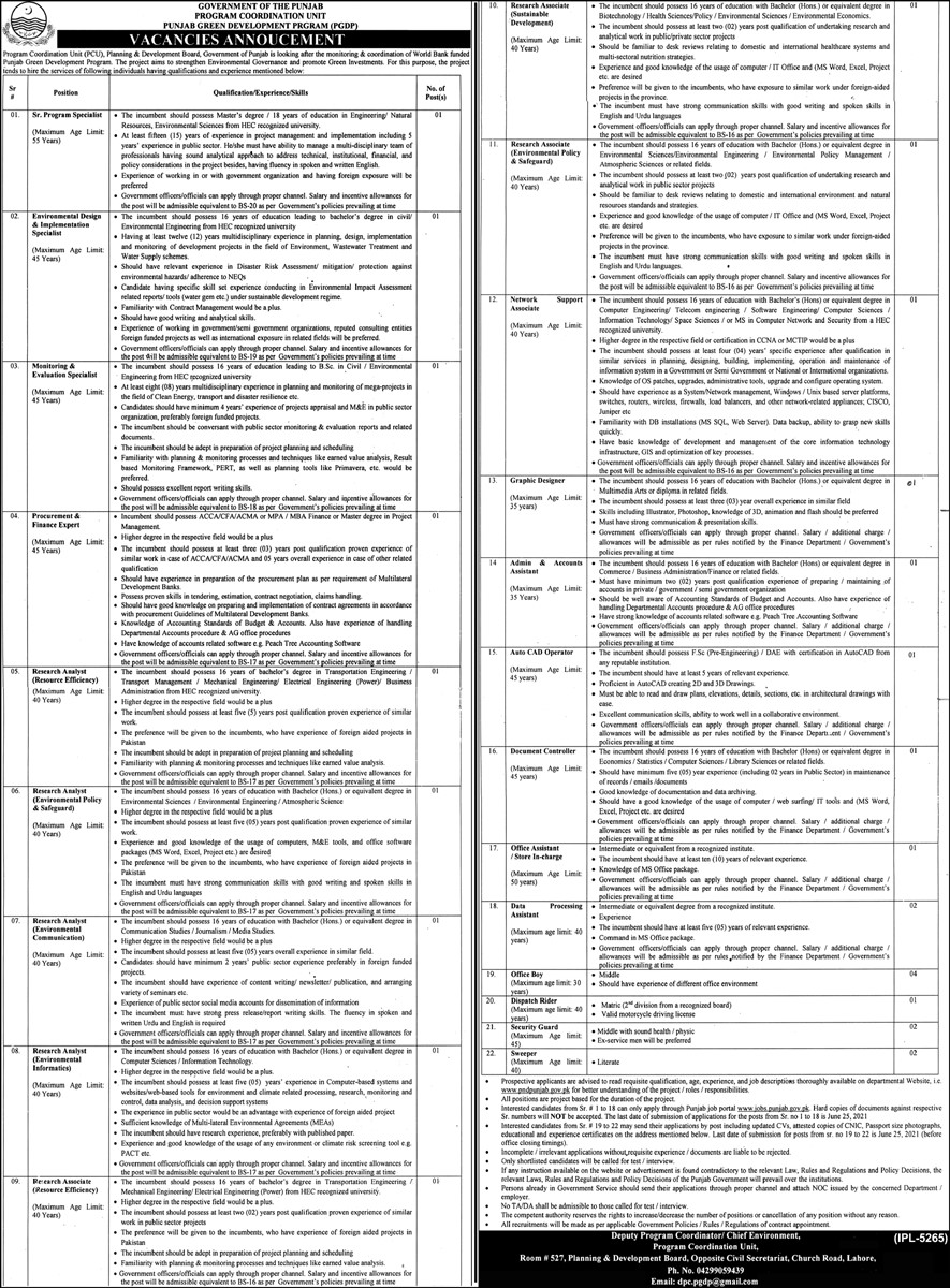 Punjab Green Development Program (PGDM) Jobs 2021 in Pakistan Punjab Green Development Program (PGDM) Jobs 2021 in Pakistan