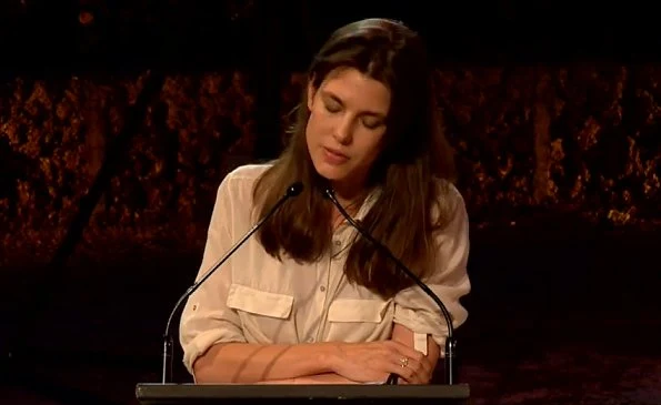 Charlotte Casiraghi attended the first day of Philosophical Encounters 2020. Charlotte is wearing beige shirt