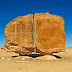 The mysterious cut bisects the 10,000-year-old stone block in Saudi Arabia