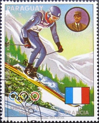 timbre jean claude Killy skieur jeux olympiques médailles