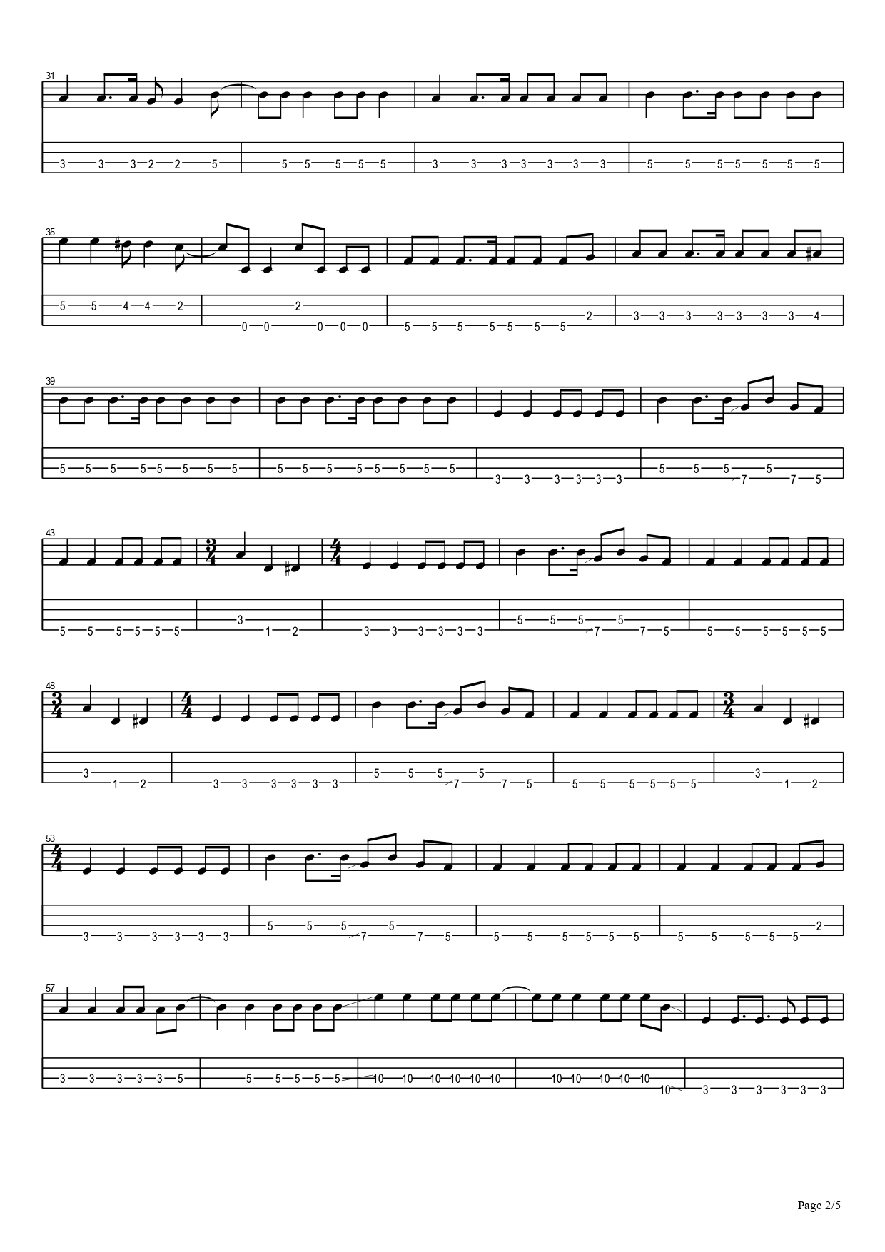 Oasis Stand by Me Bass Tab