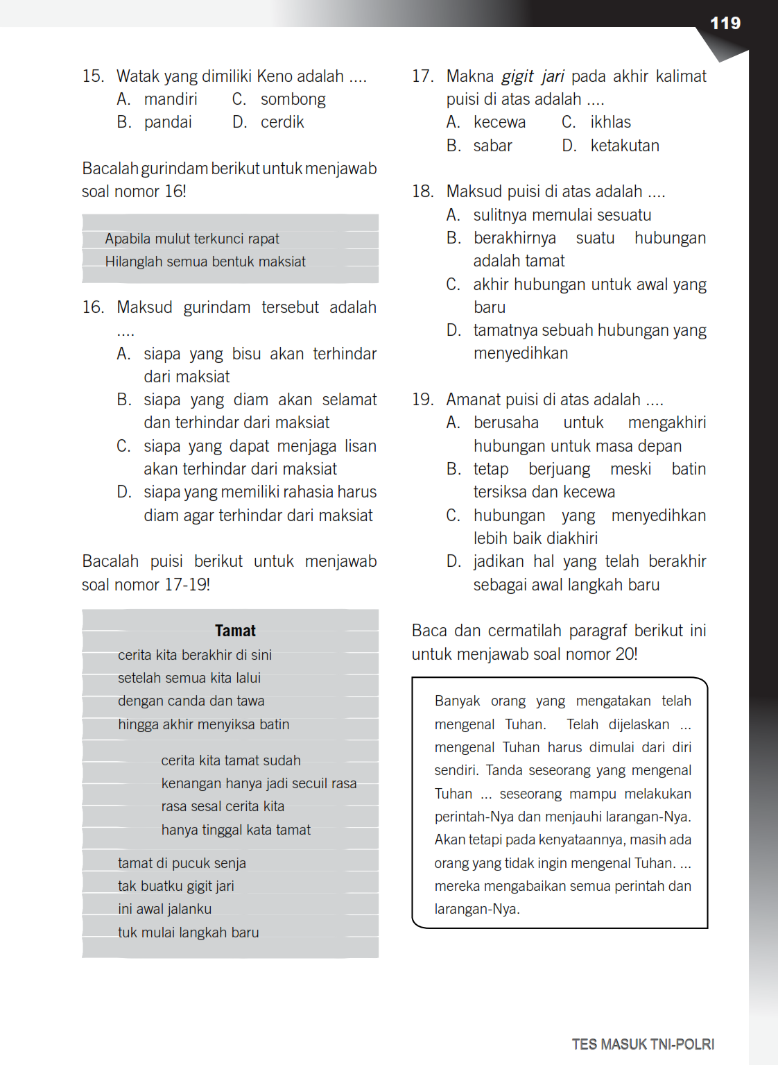 Top Bank Semua Jenis Soal Tes Masuk TNI POLRI Paling