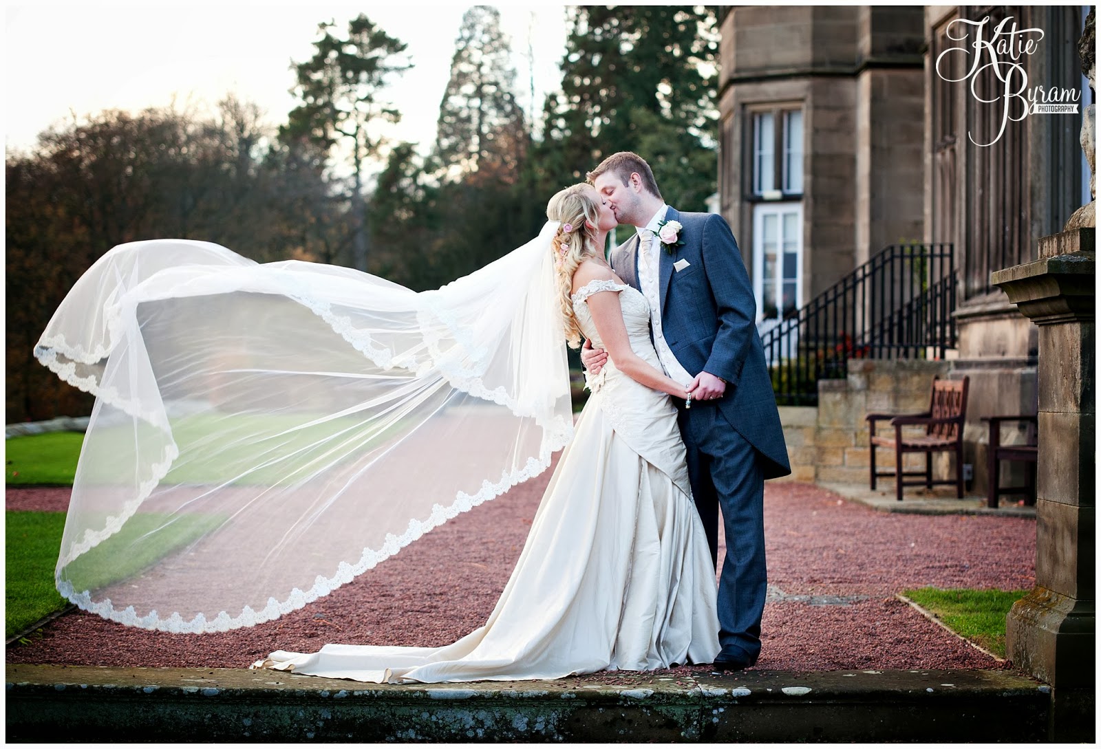 cathedral length veil, wedding veil, matfen hall wedding, matfen wedding, northumberland wedding, katie byram photography, vintage wedding, quirky wedding photography, north east wedding, north east wedding venue, great hall matfen, event diva, by wendy, just perfect,
