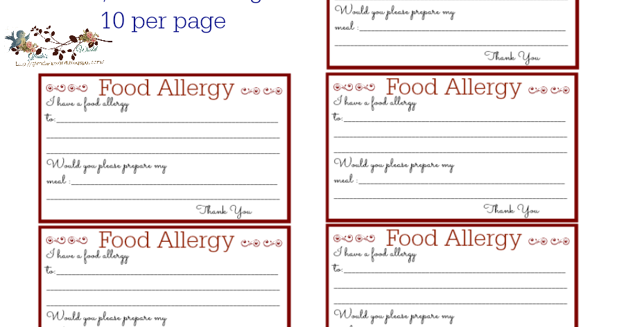 Printable Allergy Card Template Printable Word Searches Printable Allergy Card Template Printable Word Searches