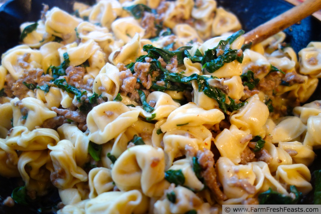 Farm Fresh Feasts Spinach Sausage Alfredo Tortellini (Quick Take)