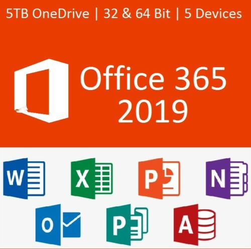 Microsoft Office 365 2019 Lifetime Account For 5 Pcs Mac Win 5 TB Cloud