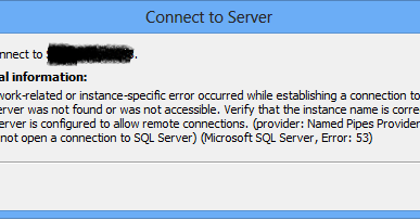 DBA CENTRALS: A network-related or instance-specific error occurred ...