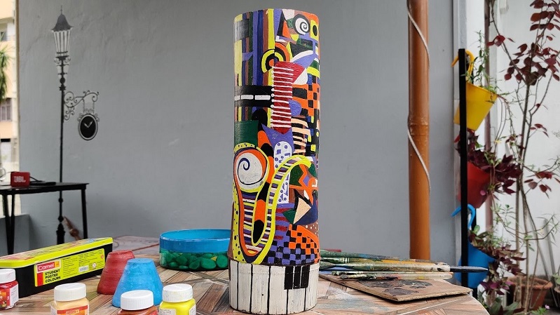 A Modern Art On Bamboo With Acrylic Paint Purple Trope If you are not happy acrylic is ideal for mixed media and collage. a modern art on bamboo with acrylic