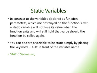 أساسيات برمجة المواقع بي اتش بي  - المتغيرات الساكنة الثابتة  PHP Static Variables