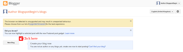 Step 6 How to Create A Blog On Blogspot : Click New Blog Step 6 How to Create A Blog On Blogspot : Click New Blog