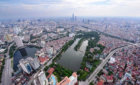 Toàn cảnh thành phố Hà Nội nhìn từ trên cao 