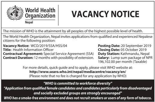 World Health Heath Nepal Vacancy Notice