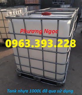 Tank nhựa 1000 lít cũ, bồn nhựa trắng có khung sắt