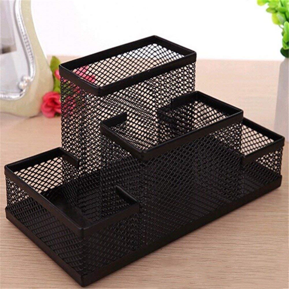 4 Compartment Metal Mesh Desktop Organizer Pen and Pencil Stationery
