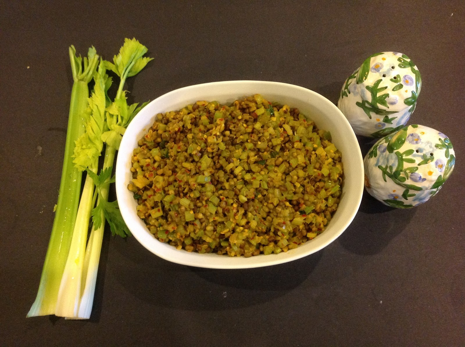 Cooking at Home Celery with Green Moong Dal curry