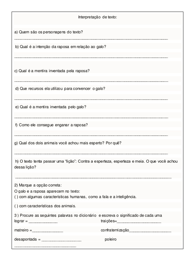 Professores online 24 horas: O galo que logrou a raposa