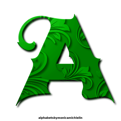 M. Michielin Alphabets: GREEN ORNAMENT ALPHABET AND ICONS PNG
