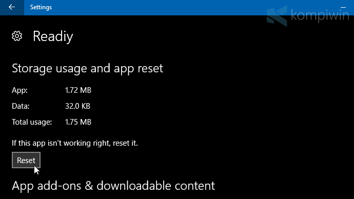 cara reset aplikasi windows 10