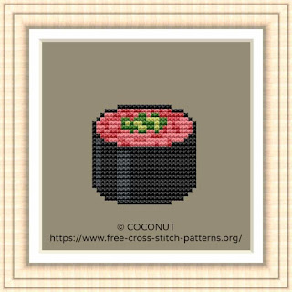 MINCED TUNA SUSHI ROLL NEGITORO, FREE AND EASY PRINTABLE CROSS STITCH PATTER