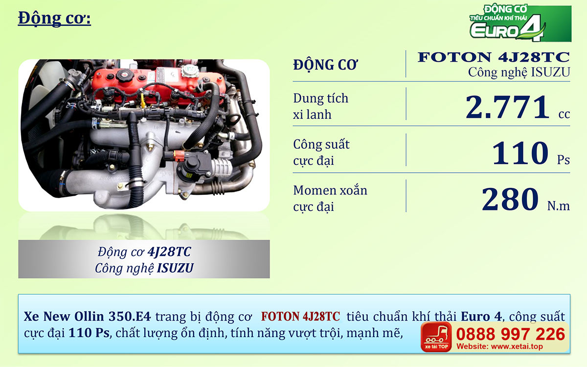 Động cơ công nghệ ISUZU - FOTON 4J28TC Động cơ công nghệ ISUZU - FOTON 4J28TC