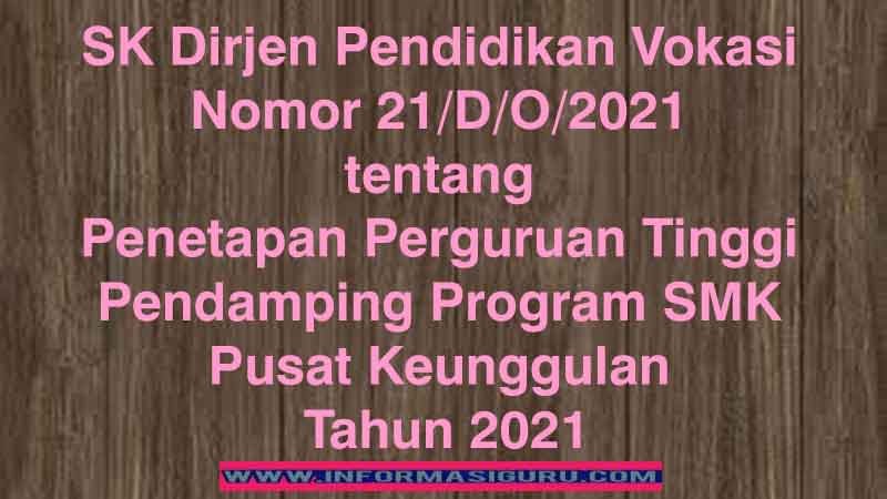 Sk Tentang Pt Pendamping Program Smk Pusat Keunggulan 2021 Informasiguru Com