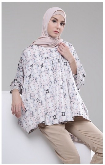 Desain Model Baju Muslim Modern Atasan Motif Etnik Trend 2017