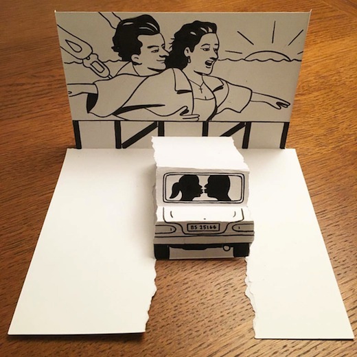 Folded paper drawings by HuskMitNavn