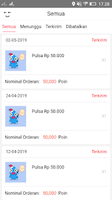 Bukti Pembayaran dari Aplikasi Imeme Android