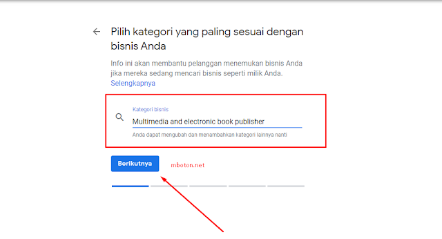 Pilih kategori Google Bisnisku