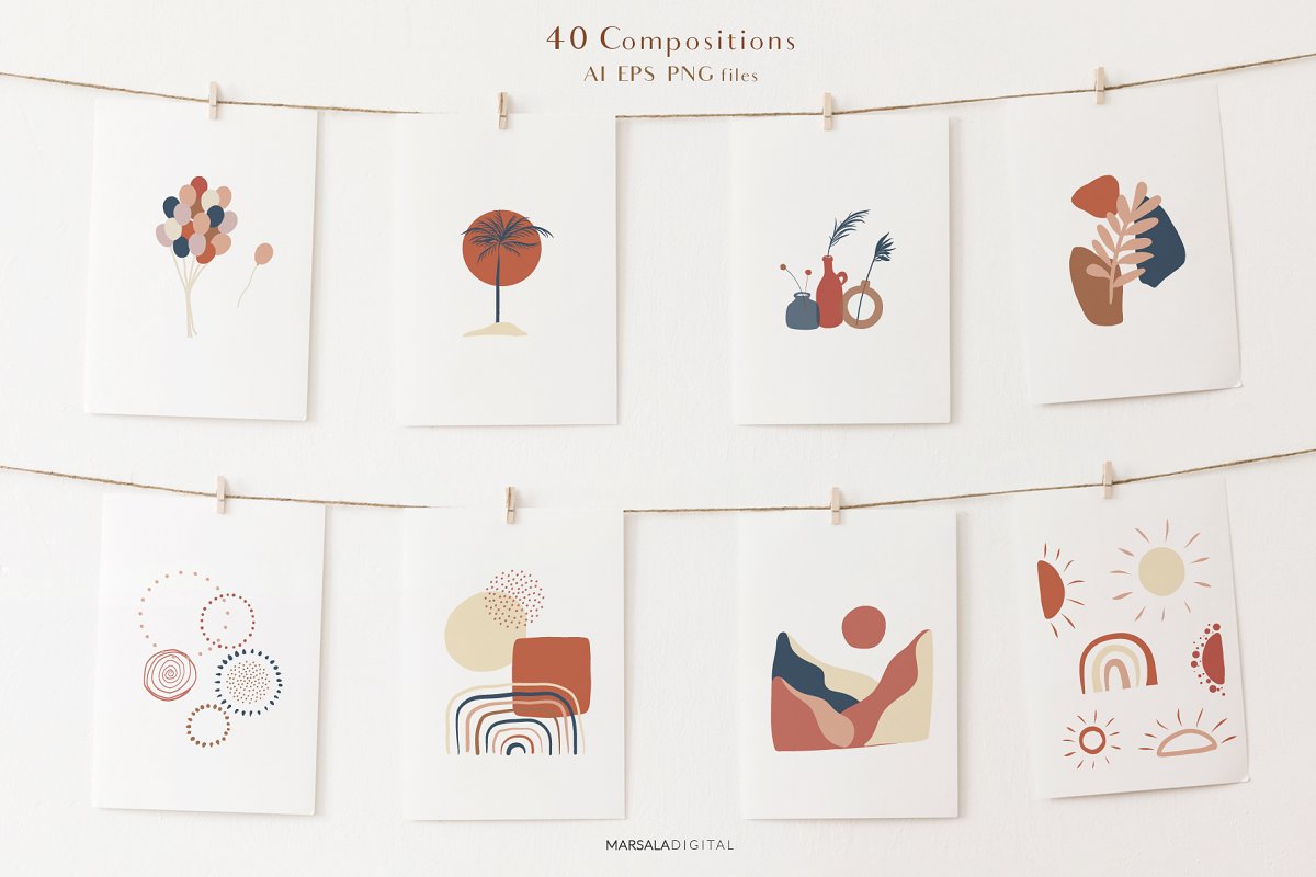 Abstract Prints Shapes Graphics Vol.2 (PNG, EPS, AI)