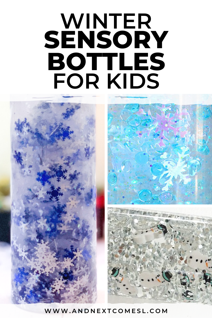 How to make winter sensory bottles for kids to put in their calm down kit
