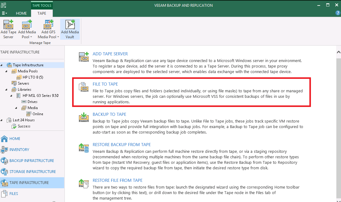 How to Create File to Tape Job in Veeam Backup and Replication