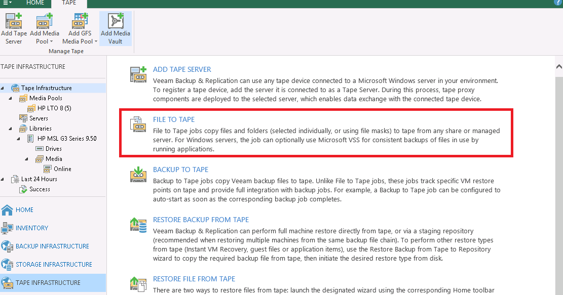 How to Create File to Tape Job in Veeam Backup and Replication