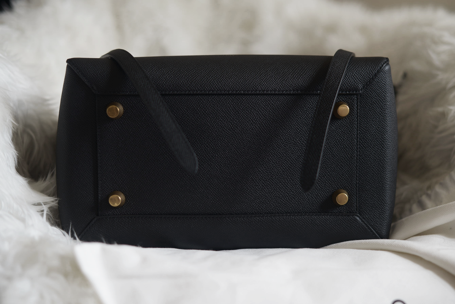 Celine Medium Belt Bag, Black Grained Leather