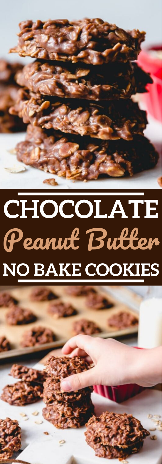 Chocolate Peanut Butter No Bake Cookies #cookies #nobake #chocolate #desserts #snacks