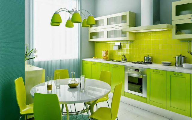 Desain Dapur Minimalis Cantik Berwarna Hijau