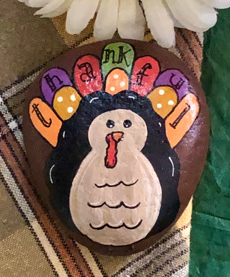 Thanksgiving inspired painted rocks