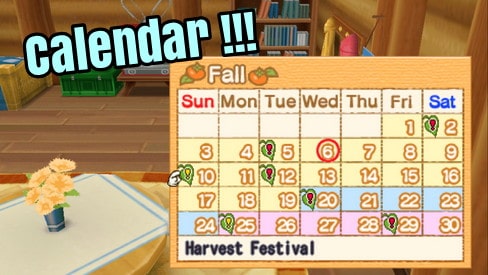 Calendar of Event - Harvest Moon: Hero of Leaf Valley