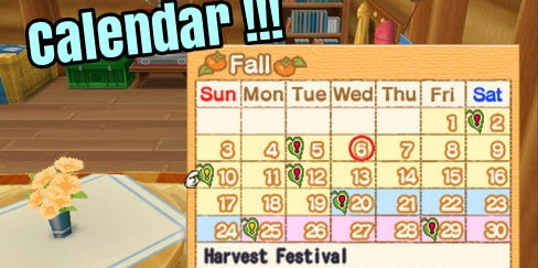 Calendar of Events | Harvest Moon: Hero of Leaf Valley Guide