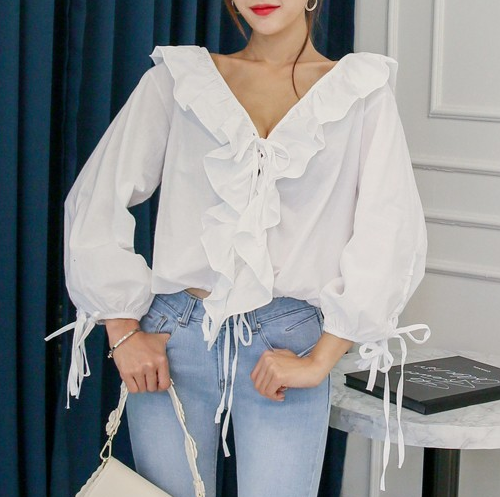 [Dabagirl] Frilled Tie-Neck Blouse | KSTYLICK - Latest Korean Fashion ...